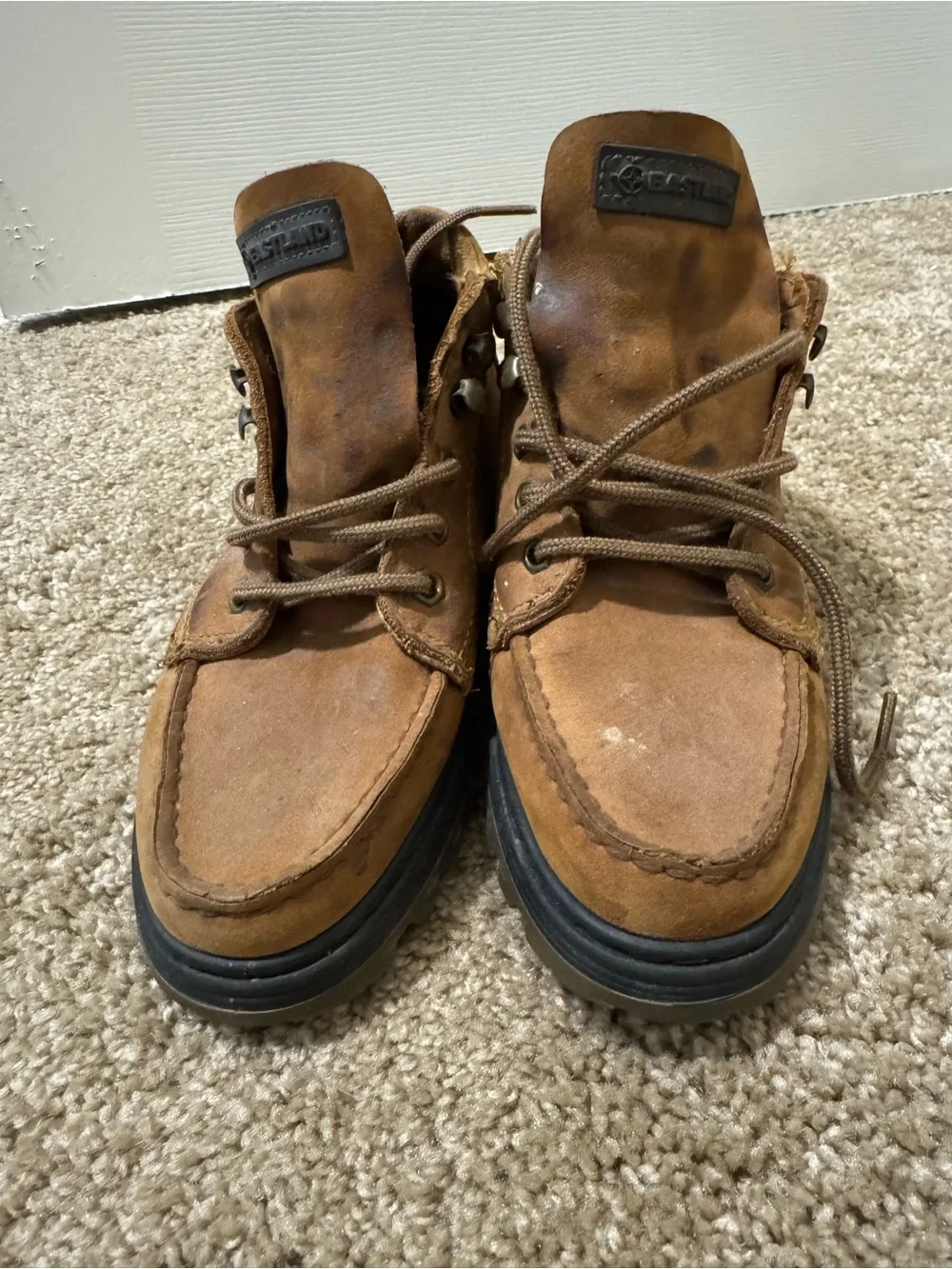 Eastland Men’s Tan Brown Suede Moc Toe Boots